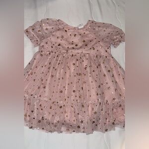 GAP Baby Pink and Rose Gold hearts & Stars dress 18/24M